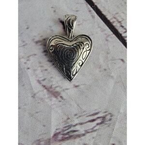 Lia Sophia Heart Reversible Silver Tone Double Sided Pendant Charm Slide